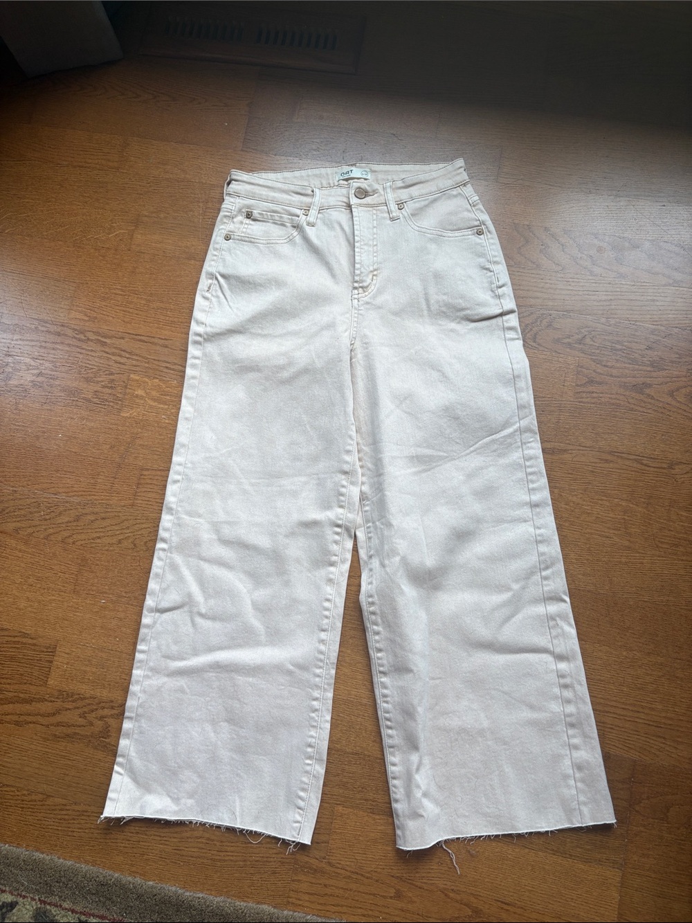 High-Rise Wide Leg Jeans in peachy pink
